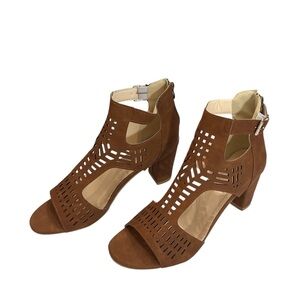 Brown Cutout Heeled Sandals